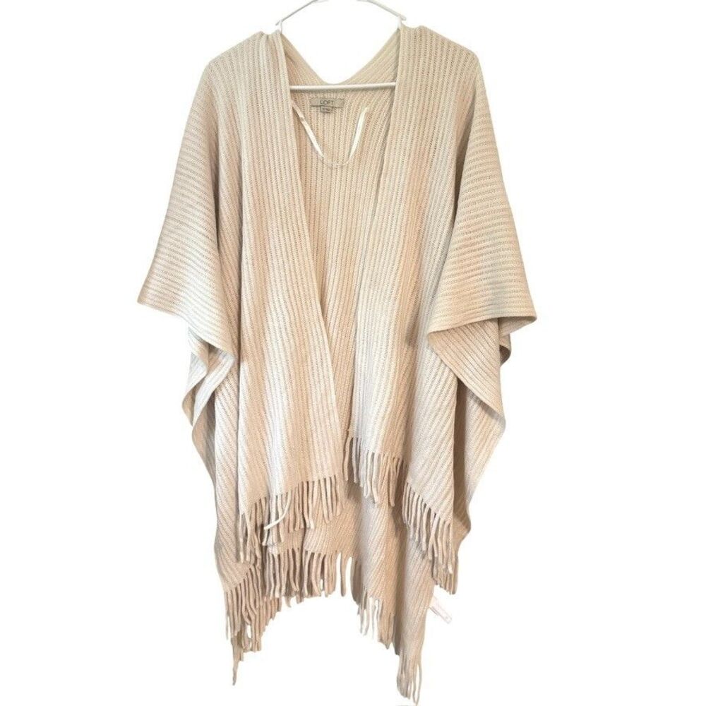 Ann Taylor LOFT Womens One Size Kimono Sweater Cardigan Shawl Ivory Buttery Soft